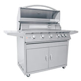 Close-up of the burners on the 40" RCS Premier Freestanding Grill Cart demonstrating its high BTU output and quality construction.